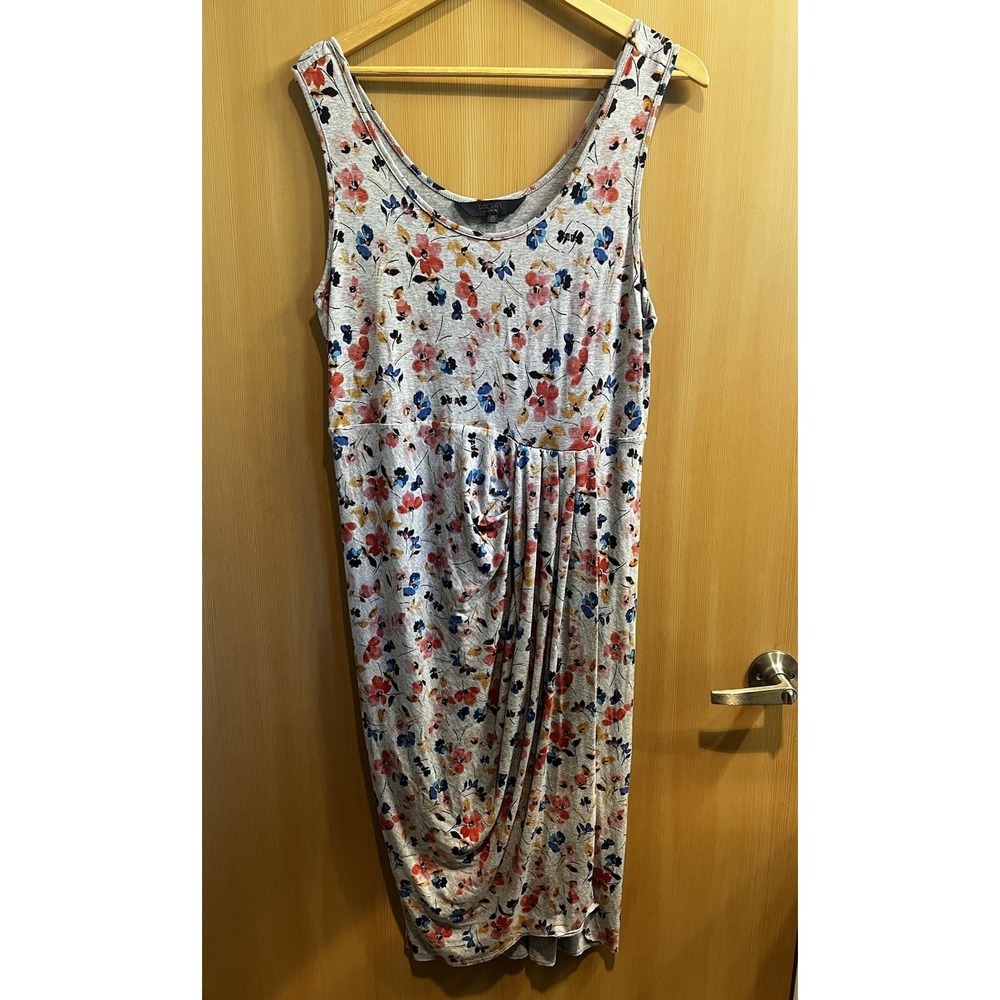 Rachel Roy Grey Faux Wrap Midi Lined Dress Multicolor Floral Print Size XXL